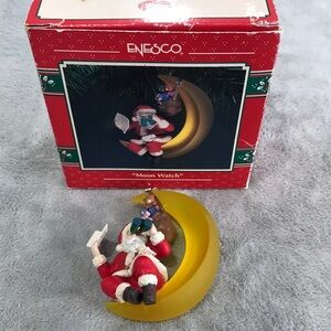 Enesco 1992 Santa " Moon Watch " tree Ornament with box